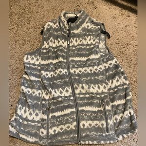 Grey and white faux fur vest